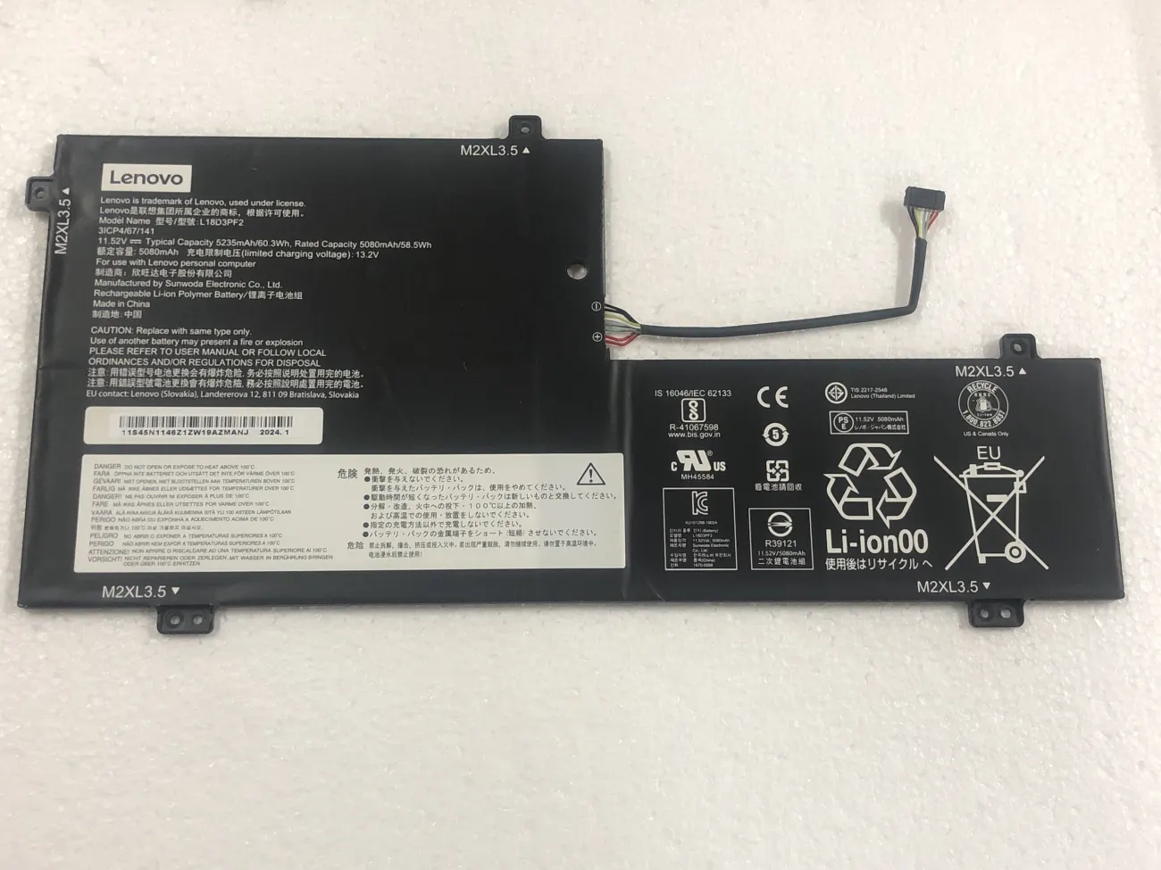 PIN LENOVO YOGA C740-15IML L18M3PFA (ZIN) - 3 CELL - Lenovo Yoga C740-15, Yoga C740-15IML, 3ICP4/67/141, L18M3PFA L18D3PF2, 5B10T83739, 5B10W67258, SB10W67375 mặt trước
