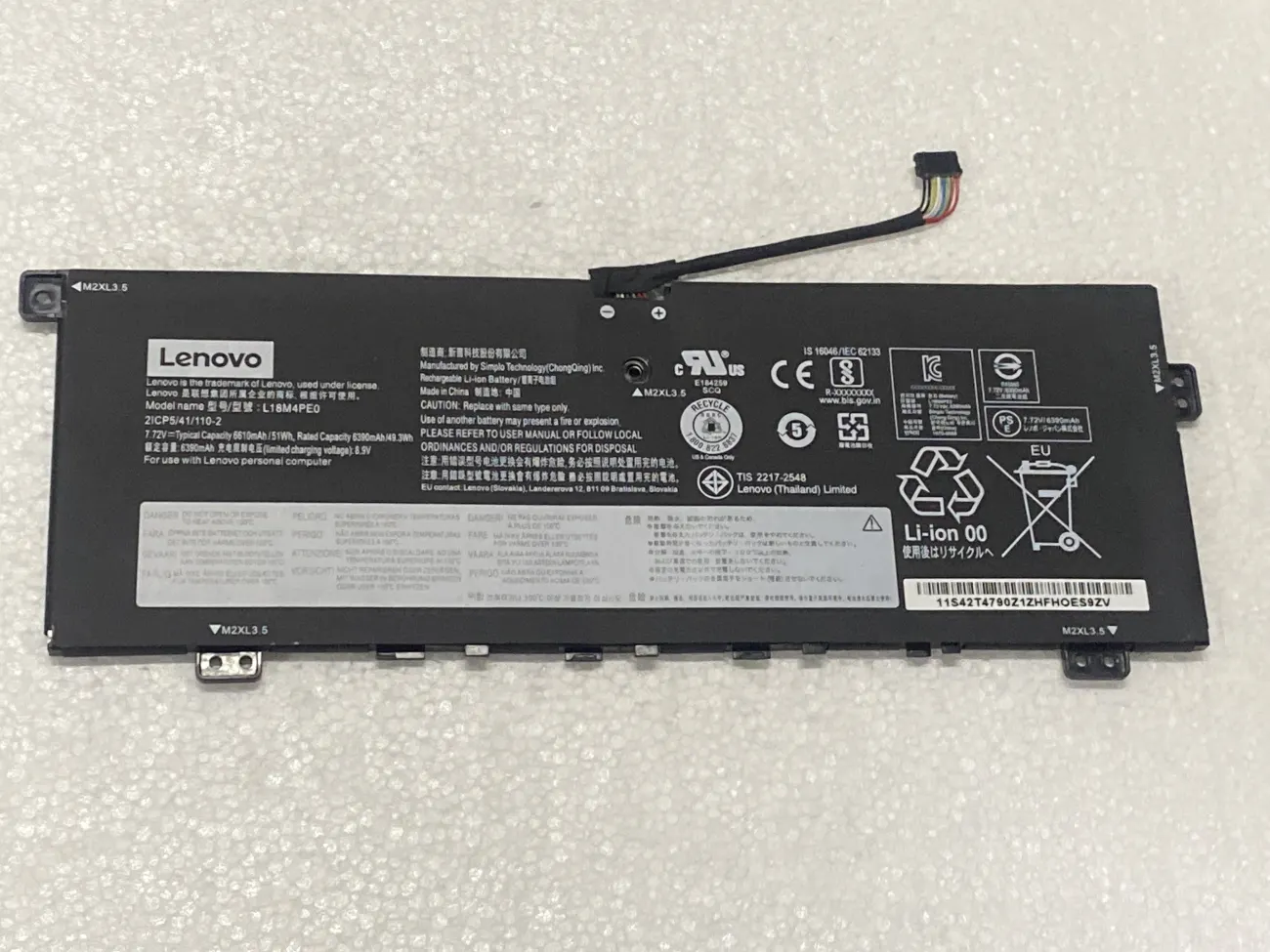 PIN LENOVO YOGA C740-14IML L18M4PE0 (ZIN) - 4 CELL - Lenovo Yoga C740-14IML, L18L4PE0 L18C4PE0 L18M4PE0 mặt trước