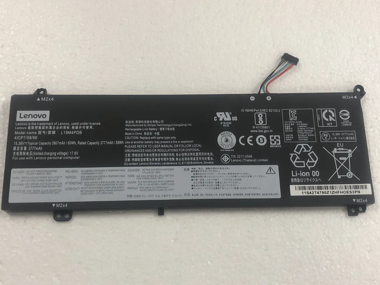 PIN LENOVO THINKBOOK 14S YOGA ITL L19C4PDB 45WH (ZIN) - 4 CELL - Lenovo ThinkBook 14s Yoga ITL, L19C4PDB L19M4PDB mặt trước