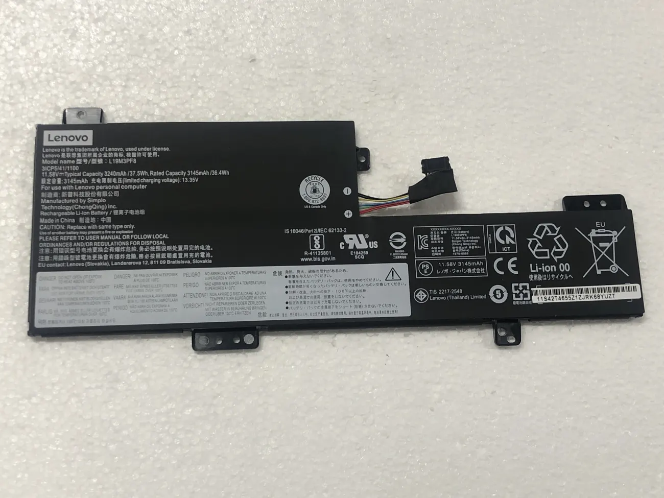 PIN LENOVO FLEX 3 11IGL05 L19M3PF8 (ZIN) - 3 CELL - Lenovo Flex 3 11ADA05, Lenovo Flex 3 11IGL05, L19M3PF8 L19C3PF8 5B10X02593 5B10X02604 mặt trước