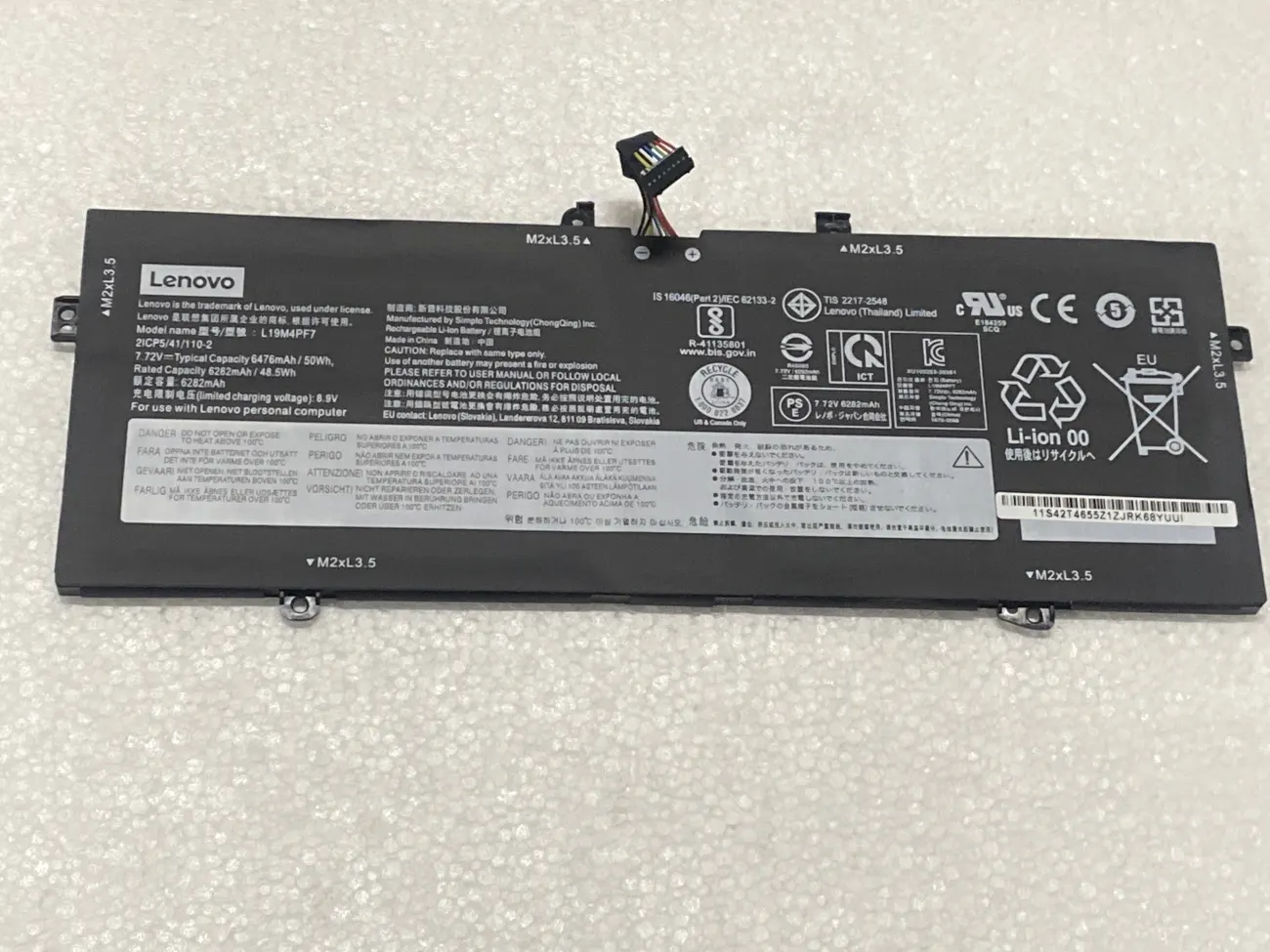 PIN LENOVO YOGA SLIM 7 13ITL5 L19M4PF7 (ZIN) - 4 CELL - Lenovo Ideapad Yoga Slim 7 Carbon 13ITL5, Ideapad Yoga Slim 7-13ITL05, Ideapad Yoga 7 13ACN05, Ideapad Yoga 7-13ACN05, L19M4PF7 L19D4PF5 mặt trước