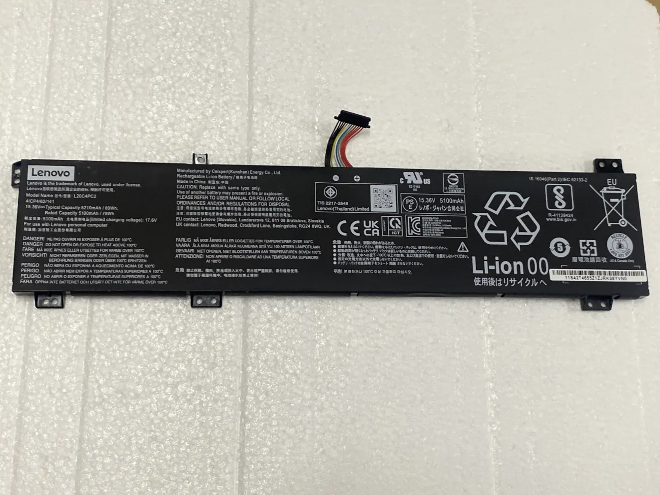 PIN LENOVO LEGION 5 15ITH6 L20C4PC1 80WH (ZIN) - 4 CELL *PIN DÀI CÁP NGẮN* - Lenovo Legion 5 15ITH6, Legion 5 15ACH6, Legion 7 16ITHG6, Legion 7 16ACHG6, Lenovo Legion 5 Pro 16ACH6, Legion 5 Pro 16ITH6, L20C4PC1 L20M4PC1 L20D4PC1 mặt trước
