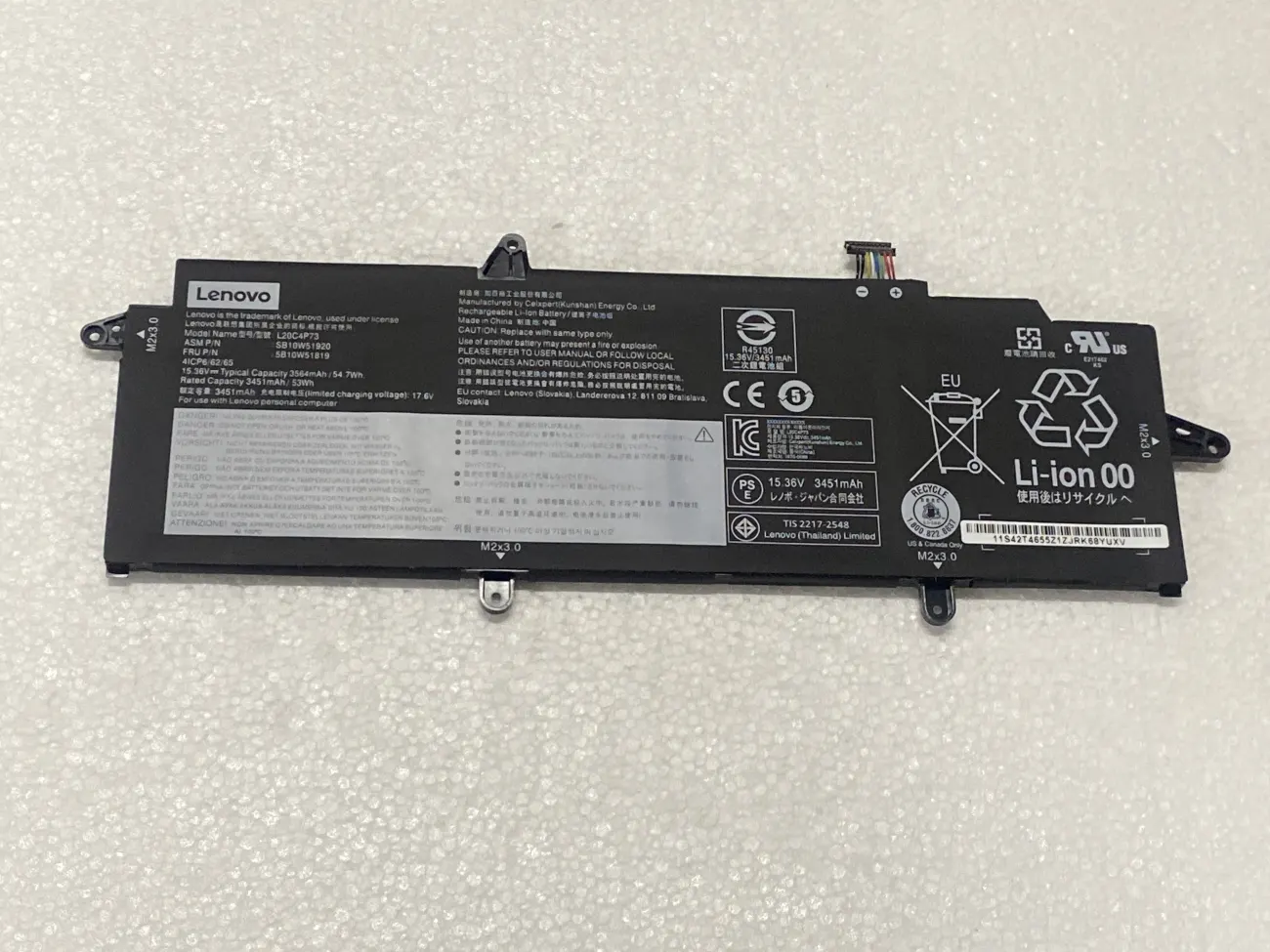 PIN LENOVO THINKPAD X13 GEN 3 L20L4P73 54.7WH (ZIN) - 4 CELL - Lenovo Thinkpad X13 Gen 3 (Type 21BN 21BQ), L20L4P73 L20M4P73 L20C4P73 mặt trước