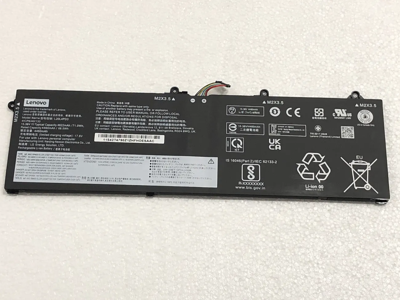 PIN LENOVO THINKBOOK 16P GEN 2 L20L4PD3 (ZIN) - 4 CELL - Lenovo ThinkBook 16p Gen 2, Lenovo Legion Slim 7 15ACH6, L20L4PD3 L20M4PD3 SB11C04262 mặt trước