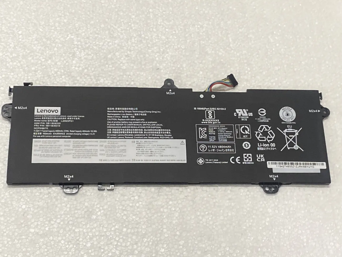 PIN LENOVO 14W GEN 2 (2021) L20M3PG4 (ZIN) - 3 CELL - Lenovo 14W Gen 2 (2021) Series, Lenovo 14E Chromebook Gen 2 (AMD) Series, L20L3PG1 L20M3PG1 L20M3PG4 82N9S00A00 mặt trước