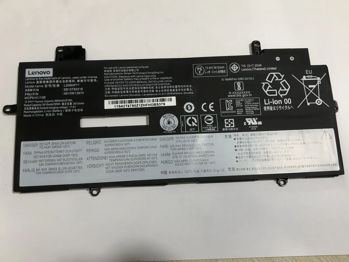 PIN LENOVO X1 CARBON GEN 9 10 L20M4P71 (CORE I THẾ HỆ 11 12) (ZIN) - 4 CELL - năm 2021 2022), Lenovo ThinkPad X1 Yoga Gen 6 (X1 Yoga 2021), Lenovo ThinkPad X1 Yoga Gen 7 (X1 Yoga 2022), L20M4P71 L20C4P71 L20D4P71 L20L4P71 mặt trước