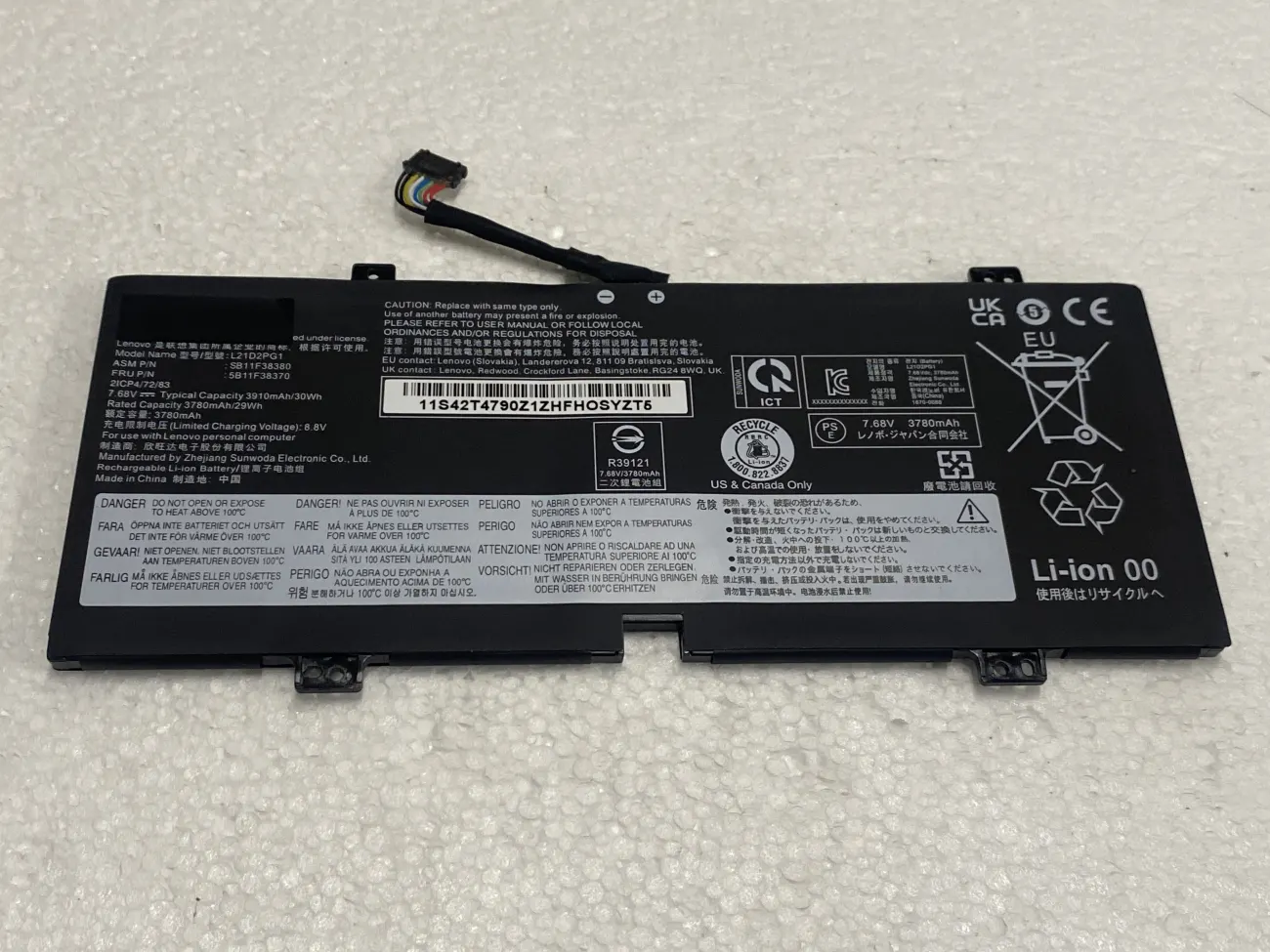 PIN LENOVO 10W TABLET L21C2PG1 (ZIN) - 2 CELL - Lenovo 10W Tablet (Type 82ST 82SU), L21D2PG1 L21C2PG1 L21M2PG1 mặt trước