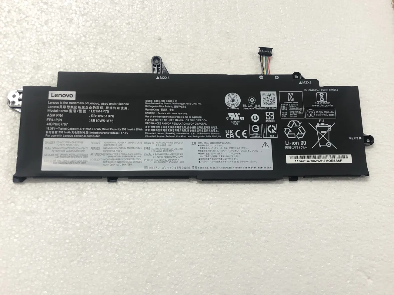 PIN LENOVO THINKPAD P1 G4 EXTREME L21C4P75 (ZIN) - 4 CELL - Lenovo Thinkpad P1 G4 Extreme G4 Series (Type 20Y3 20Y4 20Y5), L20C4P75 L20D4P75 L20M4P75 L21M4P75 L21C4P75 mặt trước
