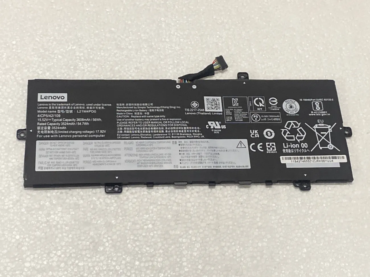 PIN LENOVO THINKBOOK 13S G4 L21M4PD0 (ZIN) - 4 CELL - Lenovo ThinkBook 13s G4 ARB, ThinkBook 13s G4 IAP, ThinkBook 13x G2 IAP, ThinkBook Plus G4 IRU, L21M4PD0 L21B4PD0 L21C4PD0 mặt trước
