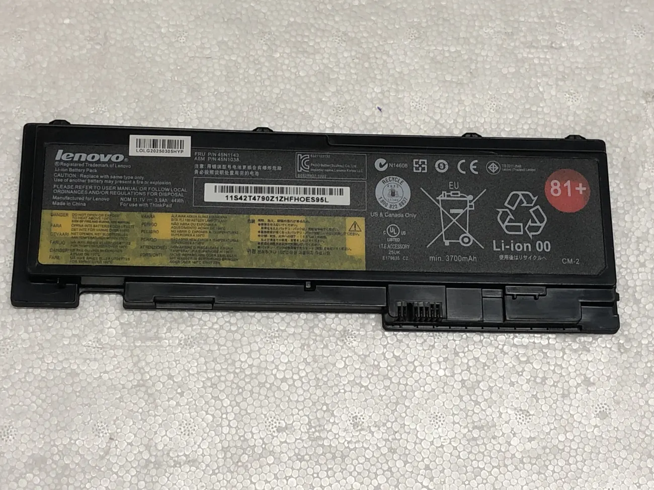 PIN LENOVO T430S (42T4845) - 6 CELL mặt trước