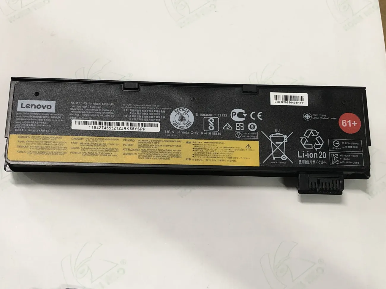 PIN LENOVO T470 01AV422 DÀY 48WH (ZIN) - 6 CELL *GẮN NGOÀI* - Lenovo ThinkPad T470 T570 T480 T580 P51S P52S TP25 A475 Series 61, 01AV422, 01AV423, 01AV424, 01AV425, 01AV426, 01AV427, 01AV428, 01AV452, 01AV490, 01AV491, 01AV492 mặt trước