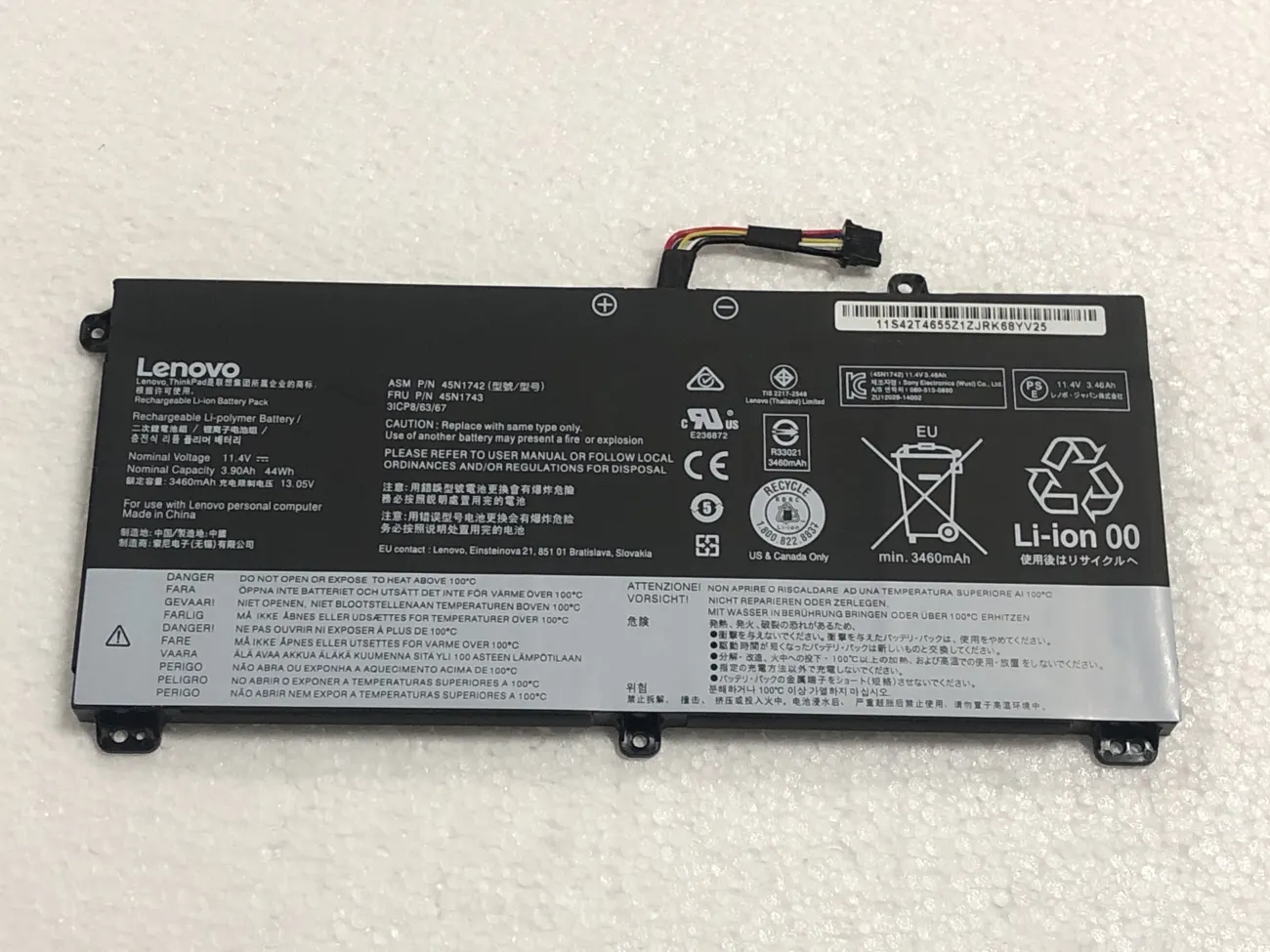 PIN LENOVO T550 T560 GẮN TRONG 45N1741 (ZIN) - 3 CELL - Lenovo Thinkpad T550 T560 W550S P50S, 00NY639 45N1740 45N1741 45N1743 mặt trước