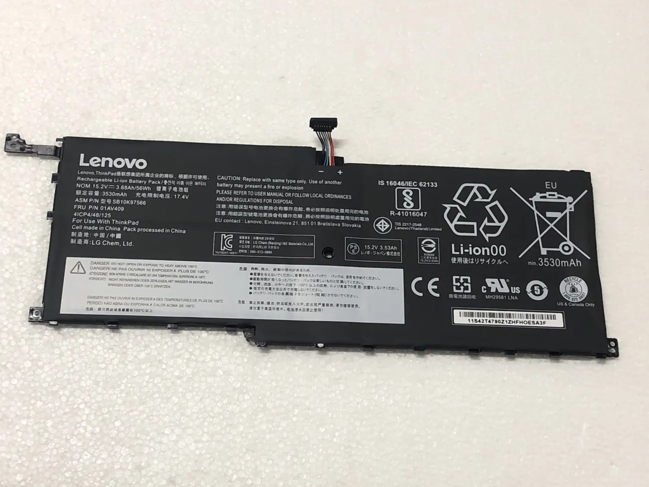 PIN LENOVO X1 CARBON GEN 4 (ZIN) - 4 CELL mặt trước