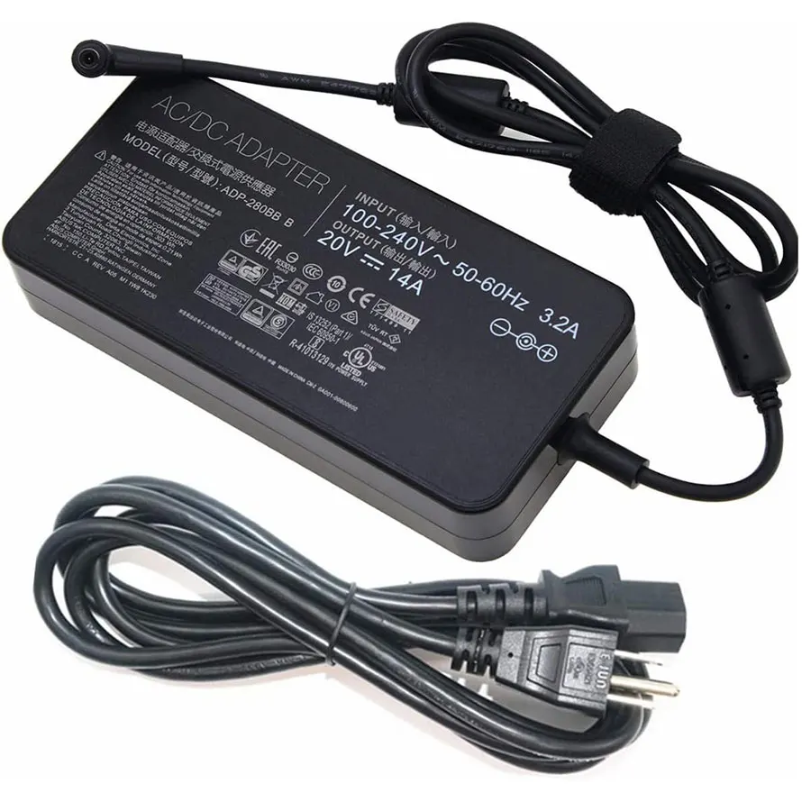 Sạc Asus 20v-14A 280w chân kim lớn 6.0x3.7mm mặt sau