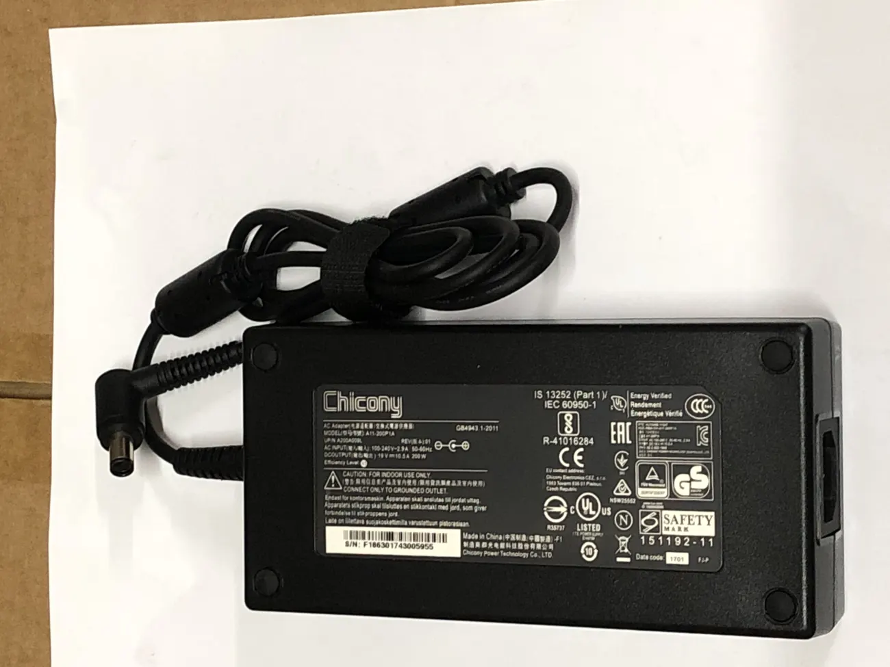 Sạc MSI 19v-10.5A chan (7.4*5.0) mặt trước