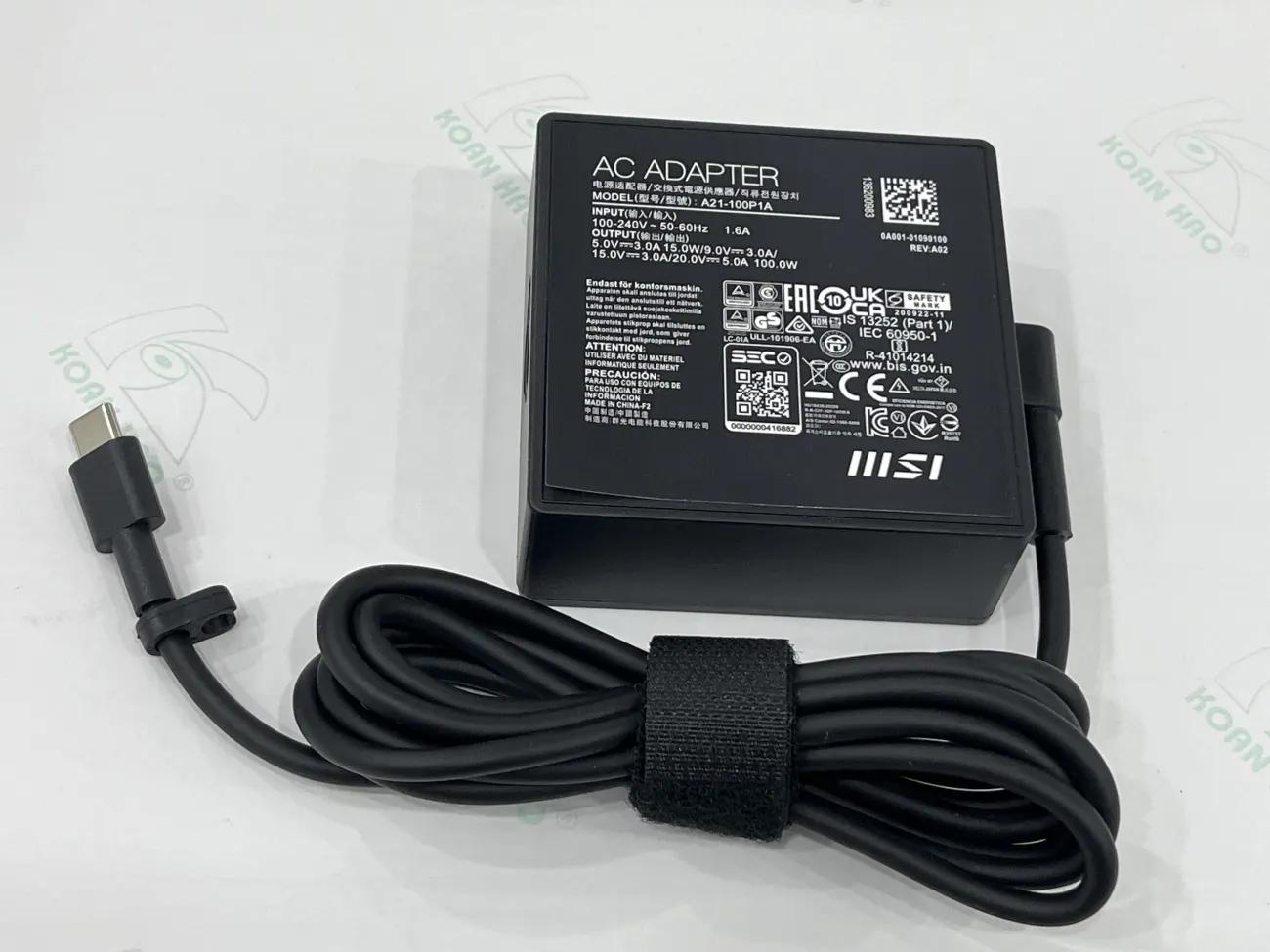 Sạc MSI 20v-5A 100w mặt trước