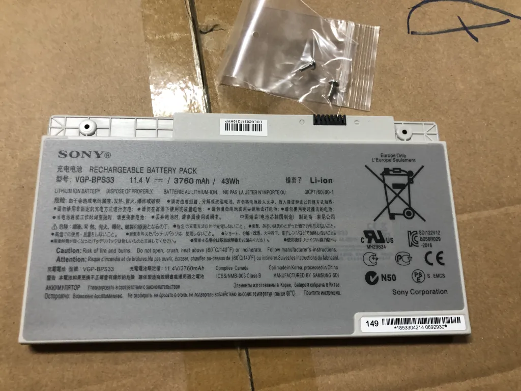 Pin SONY S33 SVT1511 mặt trước