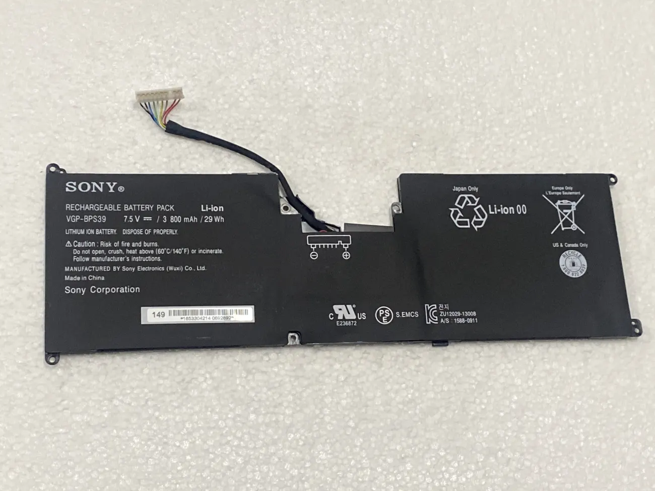 PIN SONY BPS39 (ZIN) -SVT11 mặt trước