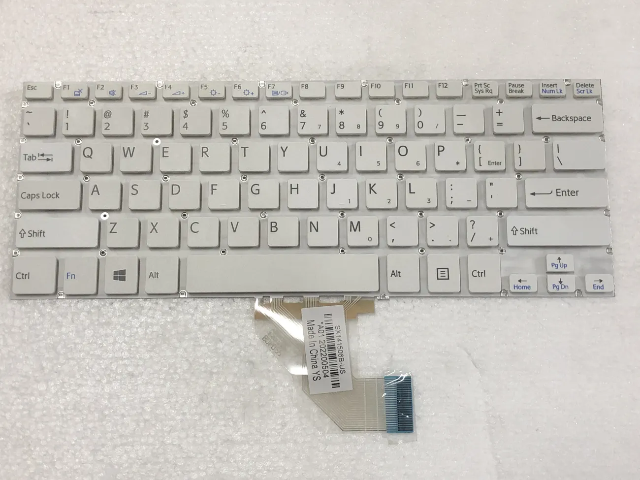 Bàn phím SONY SVF142 TRẮNG CÁP CONG - Cáp giữa cong sang trái. SVF14E, SVF142, SVF143 mặt trước