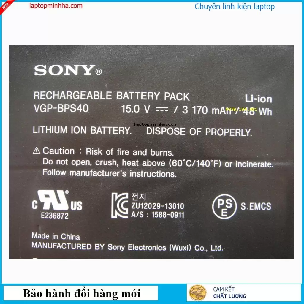 Pin dùng cho laptop Sony BPS40