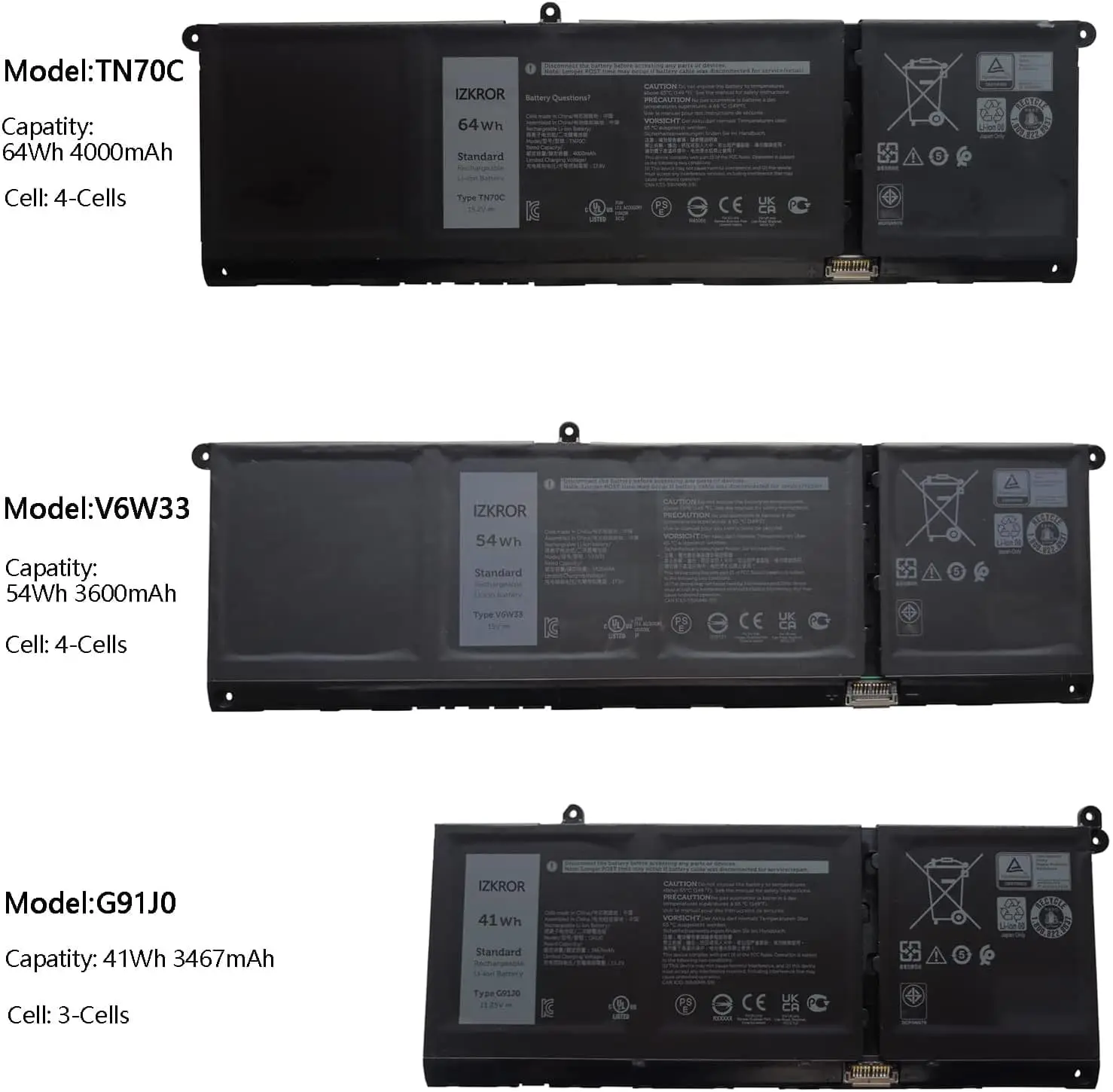  ảnh phóng to thứ   1 của   Pin Dell P171G