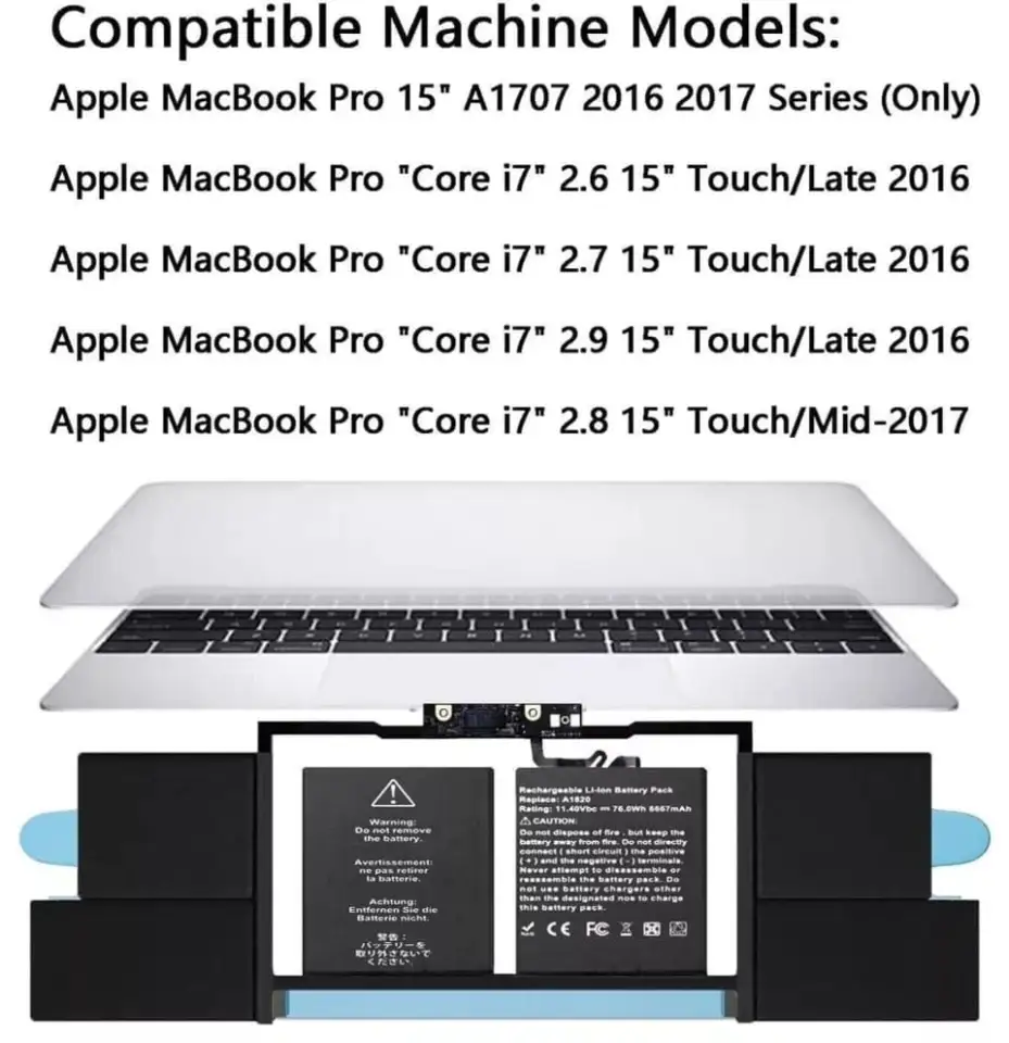 Pin dùng cho Macbook Pro 15 inch TOUCH A1707 Late 2016