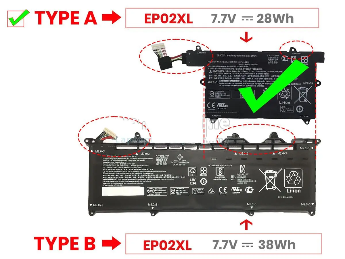 Phân biệt 2 thiết kế của pin HSTNN-DB9L