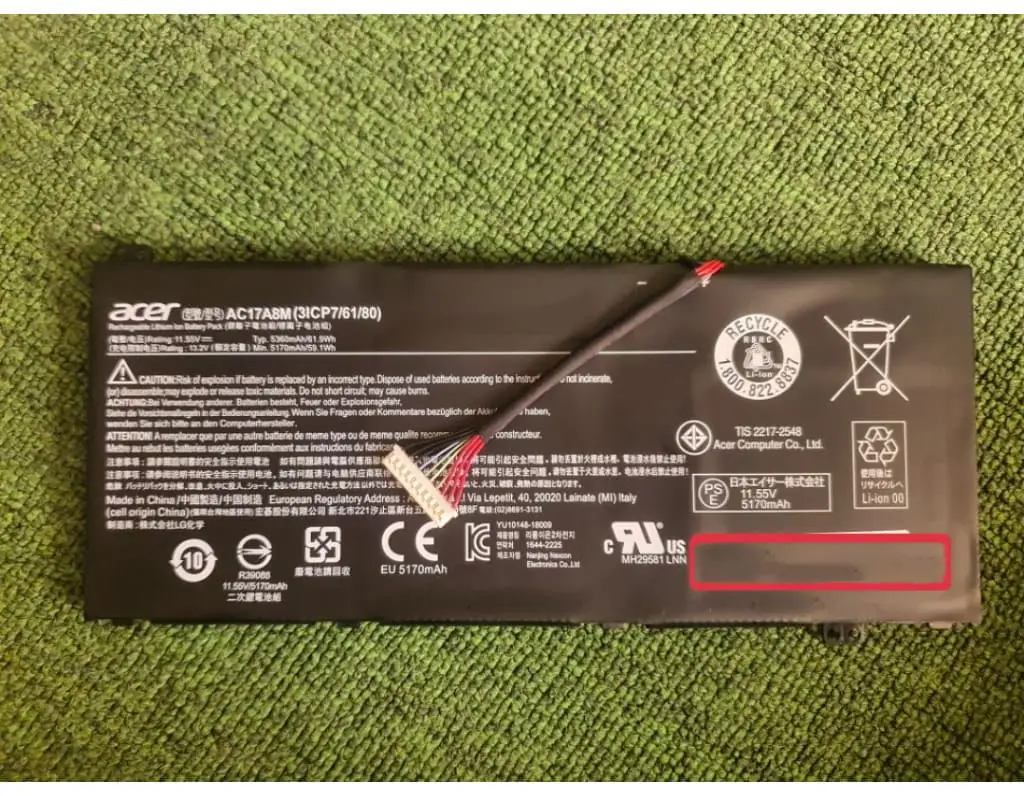 Ảnh pin Acer X3410-M